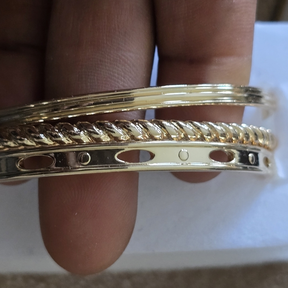 Anne Klein Gold-Tone Textured Bracelet Set 2tone New 3pieces - Picture 4 of 8